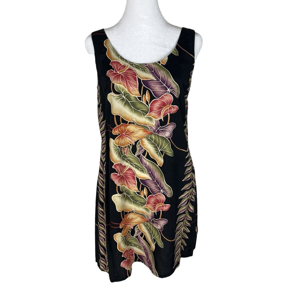 Kamehameha Vintage Hawaiian Mini Dress Black Floral Travel Resort Aloha Size XS